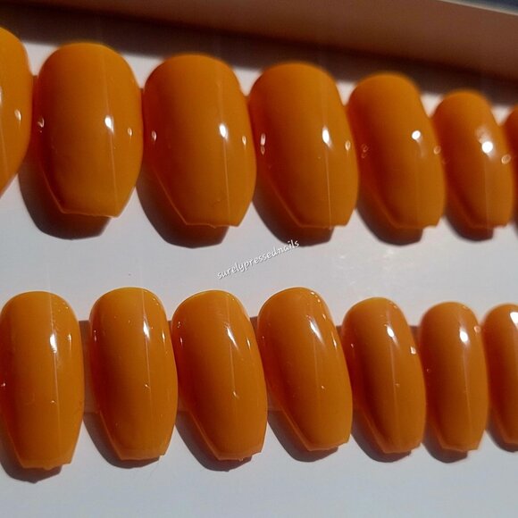 Orange Short Coffin Press on Nails - Picture 1 of 3